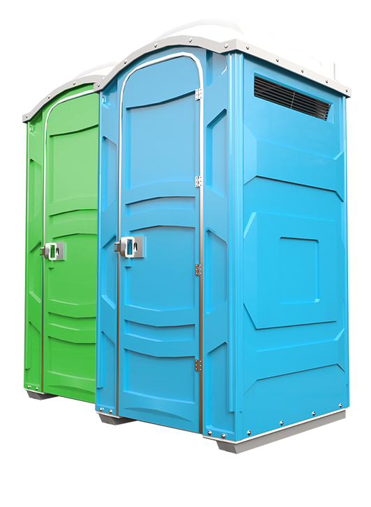 Green and blue portable toilet product cutout photo